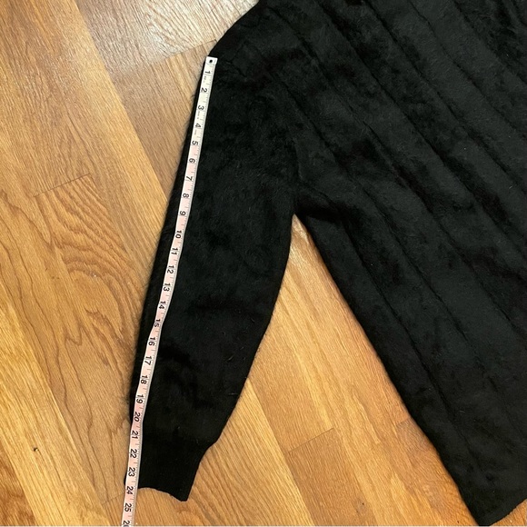 Cozy Black Angora Wool Sweater Coat with Giant Hood and Pockets Very Warm - M - Picture 6 of 12